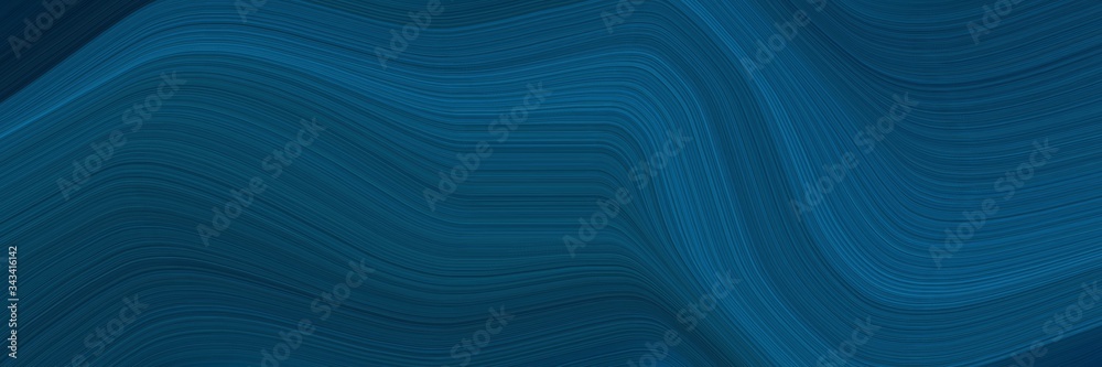 Aufkleber elegant surreal canvas design with teal green, teal and very dark blue colors. fluid curved lines with dynamic flowing waves and curves