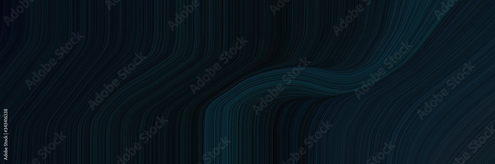 Poster elegant moving header design with black and very dark blue colors. fluid curved flowing waves and cu