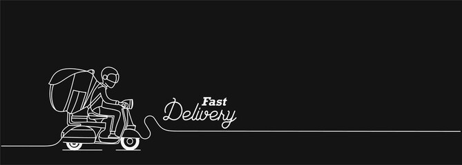 Delivery boy ride scooter delivery service , Order, Fast Shipping, Flat Line Art Vector Background. © Redshinestudio