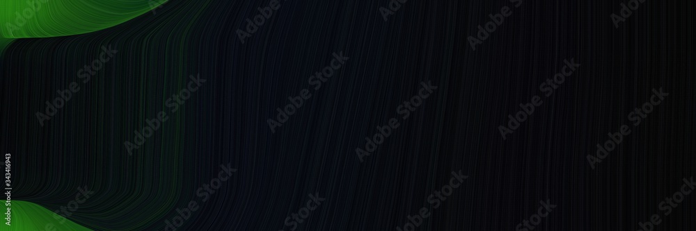 Fototapete elegant dynamic designed horizontal header with black, forest green and very dark green colors. fluid curved lines with dynamic flowing waves and curves