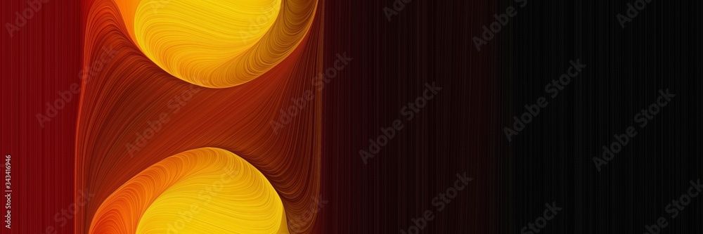 Poster elegant decorative header with black, golden rod and dark red colors. fluid curved lines with dynami