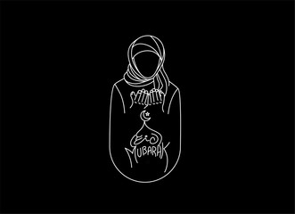 Muslim women praying, vector illustration.