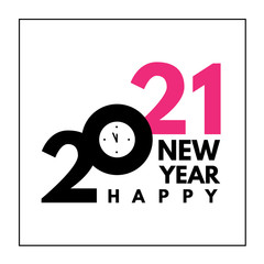 2021 text logo design. Happy new year label. Busines decoration sign.