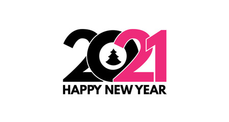 2021 text logo design. Happy new year label. Busines decoration sign.