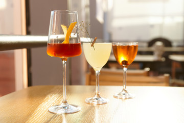 Three simple looking cocktails