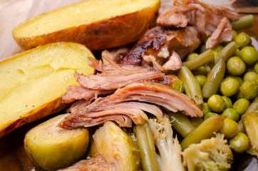Meal with beef, potato and beans