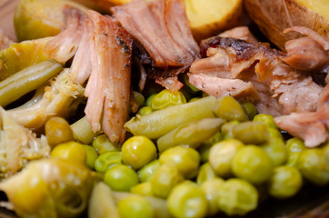 Meal with beef, potato and beans