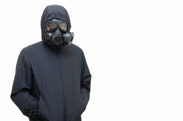 man wear gas mask isolate on white back ground clipping path