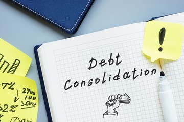 Business concept about Debt Consolidation with phrase on the page.