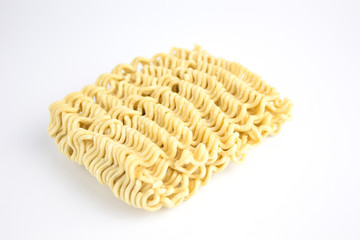 close up of Instant noodles in white isolated background