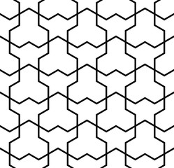 Monochrome Seamless Japanese pattern representing the turtle shell