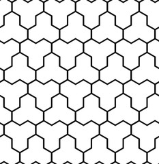Monochrome Seamless Japanese pattern representing the turtle shell