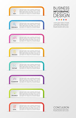 Flowchart with business icons and 8 options. Vertical infographic design. Vector