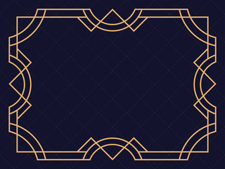 Art deco frame. Vintage linear border. Design a template for invitations, leaflets and greeting cards. The style of the 1920s and 1930s. Vector illustration