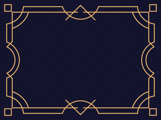 Art deco frame. Vintage linear border. Design a template for invitations, leaflets and greeting cards. The style of the 1920s and 1930s. Vector illustration