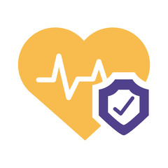 shield insurance with heart cardio silhouette style icon