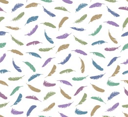 Seamless color background with bird feathers.
