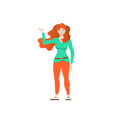 Fototapeta premium A gingger woman flat character design , vector illustration