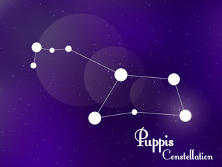 Fototapeta na wymiar Puppis constellation. Starry night sky. Cluster of stars, galaxy. Deep space. Vector illustration