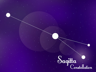 Fototapeta na wymiar Sagitta constellation. Starry night sky. Cluster of stars, galaxy. Deep space. Vector illustration