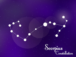 Obraz na płótnie Canvas Scorpius constellation. Starry night sky. Cluster of stars, galaxy. Deep space. Vector illustration