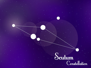 Fototapeta na wymiar Scutum constellation. Starry night sky. Cluster of stars, galaxy. Deep space. Vector illustration