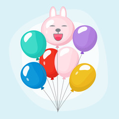 Bundle balloons. Colorful joyful bunch of party air balloons vector cartoon set. Air bundle helium balloon to party illustration