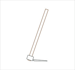 hoe to dig gardening soil. illustration for web and mobile design.