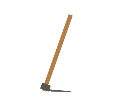 hoe to dig gardening soil. illustration for web and mobile design.