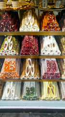 Colorful nougat and Turkish Delight on display in store, Istanbul, Turkey