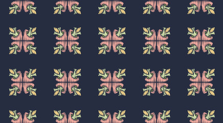 Colorful Ikat ornamentel seamless pattern for textile, wallpaper, card or wrapping paper