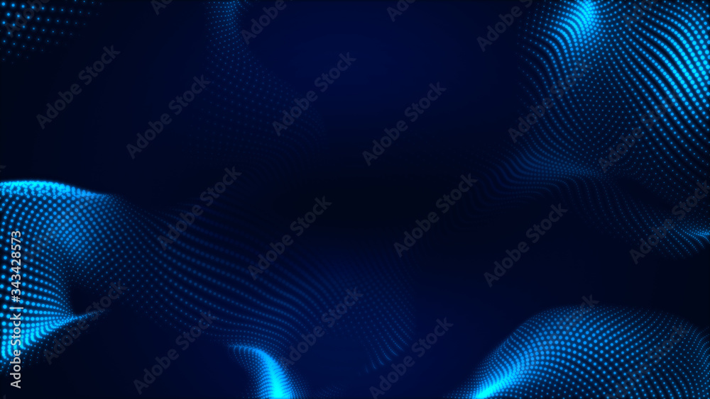 Wall mural dot white blue wave light screen gradient texture background. abstract technology big data digital b