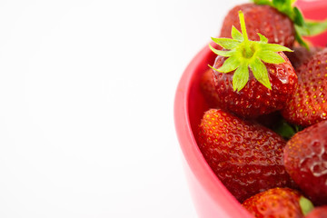 Fresh and Red Strawberries on White Background