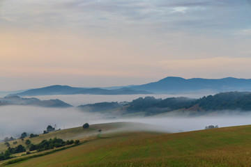 Morning fog under Vihorlat, Slovakia