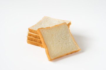 Sliced white breads on white background.