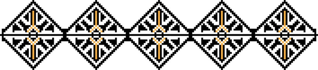 Traditional Romanian folk art knitted embroidery pattern
