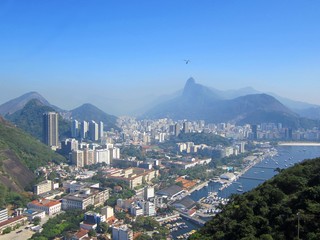 Aerial view of  downtown from famous Sugar Loaf mountain, Rio de Janeiro, Brazil