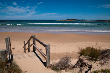 Tomakin Australia, view from top of steps leading to the seashore