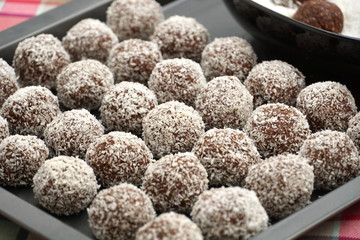 Delicious cookies made from chocolate and coconut flakes