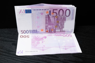 Big amount of Five hundred notes of European Union Currency background
