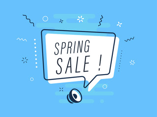 spring sale, tag design template, discount speech bubble banner, app icon, vector illustration