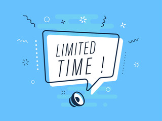 limited time, tag design template, discount speech bubble banner, app icon, vector illustration