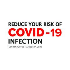 Coronavirus Covid-19 concept typography design logo on white background. Self isolation. Home quarantine. Graphic vector for web, print, banner, flyer, illustration. Stop coronavirus.