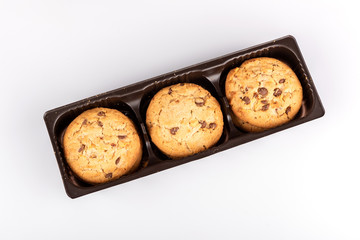 cookies with chocolate on a white background