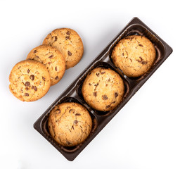 cookies with chocolate on a white background