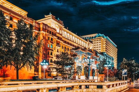 BEIJING, CHINA - MAY 18, 2015: Modern Office And Residential Buildings On The Streets Of Beijing, Transport And Ordinary Urban Life Of The City.