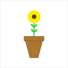 pot with flowering plant. illustration for web and mobile design.