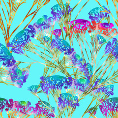Curry plant abstract, seamless pattern.