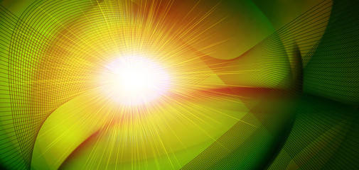 abstract image of a bright glow on a green background