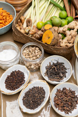 jamu herbal drink spice ingredient close up